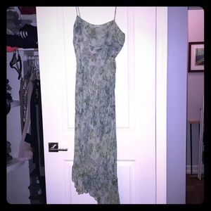 Green beaded spaghetti strap dress